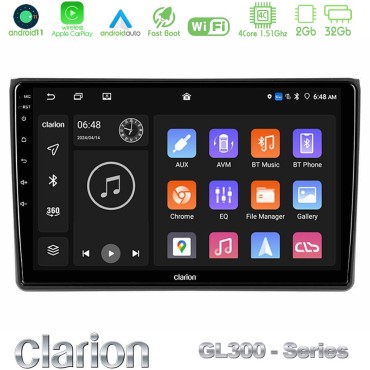 Clarion GL300 Series 4Core Android11 2+32GB Audi A4 B7 Navigation Multimedia Tablet 9" Με Carplay &amp; Android Auto