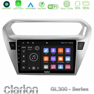 Clarion GL300 Series 4Core Android11 2+32GB Citroen C-Elysee / Peugeot 301 Navigation Multimedia Tablet 9" Με Carplay &amp; Android Auto