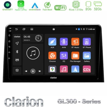 Clarion GL300 Series 4Core Android11 2+32GB Peugeot Partner / Citroen Berlingo 2020-&gt; Navigation Multimedia Tablet 10" Με Carplay &amp; Android Auto