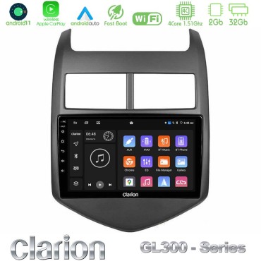 Clarion GL300 Series 4Core Android11 2+32GB Chevrolet Aveo 2011-2017 Navigation Multimedia Tablet 9" Με Carplay &amp; Android Auto