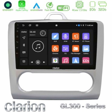 Clarion GL300 Series 4Core Android11 2+32GB Ford Focus Auto AC Navigation Multimedia Tablet 9" Με Carplay &amp; Android Auto