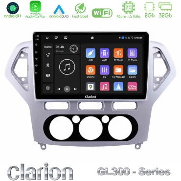 Clarion GL300 Series 4Core Android11 2+32GB Ford Mondeo 2007-2010 Manual A/C Navigation Multimedia Tablet 10" Με Carplay &amp; Android Auto