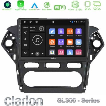 Clarion GL300 Series 4Core Android11 2+32GB Ford Mondeo 2011-2014 Navigation Multimedia Tablet 10" Με Carplay &amp; Android Auto