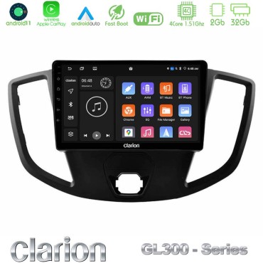 Clarion GL300 Series 4Core Android11 2+32GB Ford Transit 2014-&gt; Navigation Multimedia Tablet 9" Με Carplay &amp; Android Auto