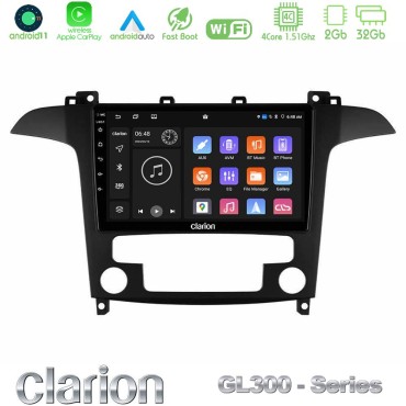 Clarion GL300 Series 4Core Android11 2+32GB Ford S-Max 2006-2012 Navigation Multimedia Tablet 9" Με Carplay &amp; Android Auto