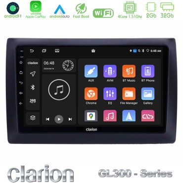 Clarion GL300 Series 4Core Android11 2+32GB Fiat Stilo Navigation Multimedia Tablet 9" Με Carplay &amp; Android Auto