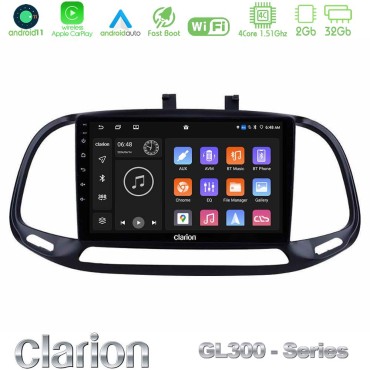 Clarion GL300 Series 4Core Android11 2+32GB Fiat Doblo 2015-2022 Navigation Multimedia Tablet 9" Με Carplay &amp; Android Auto