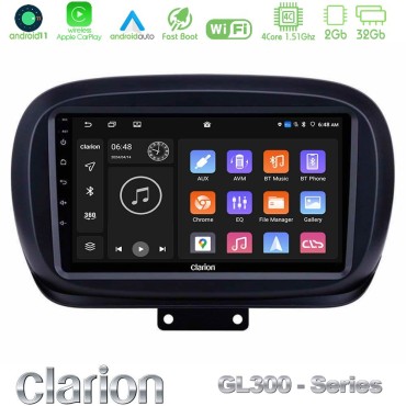Clarion GL300 Series 4Core Android11 2+32GB Fiat 500X Navigation Multimedia Tablet 9" Με Carplay &amp; Android Auto