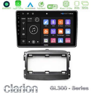Clarion GL300 Series 4Core Android11 2+32GB Fiat 500L Navigation Multimedia Tablet 10" Με Carplay &amp; Android Auto