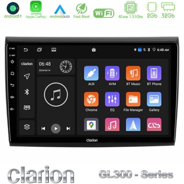 Clarion GL300 Series 4Core Android11 2+32GB Fiat Bravo Navigation Multimedia Tablet 9" Με Carplay &amp; Android Auto