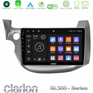 Clarion GL300 Series 4Core Android11 2+32GB Honda Jazz 2009-2013 Navigation Multimedia Tablet 10" Με Carplay &amp; Android Auto
