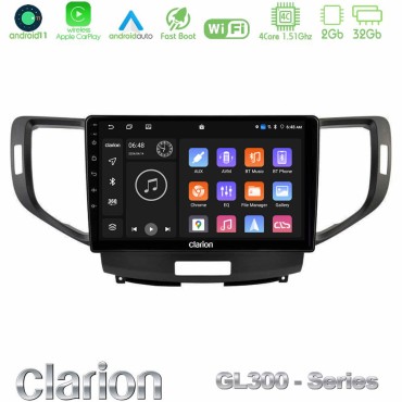 Clarion GL300 Series 4Core Android11 2+32GB Honda Accord 2008-2015 Navigation Multimedia Tablet 9" Με Carplay &amp; Android Auto