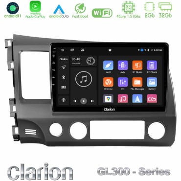 Clarion GL300 Series 4Core Android11 2+32GB Honda Civic 2006-2011 Navigation Multimedia Tablet 10" Με Carplay &amp; Android Auto