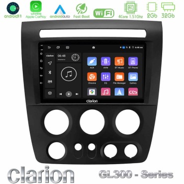 Clarion GL300 Series 4Core Android11 2+32GB Hummer H3 2005-2009 Navigation Multimedia Tablet 9" Με Carplay &amp; Android Auto