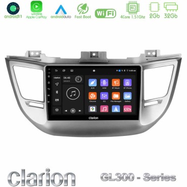 Clarion GL300 Series 4Core Android11 2+32GB Hyundai Tucson 2015-2018 Navigation Multimedia Tablet 9" Με Carplay &amp; Android Auto