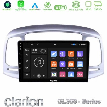 Clarion GL300 Series 4Core Android11 2+32GB Hyundai Accent 2006-2011 Navigation Multimedia Tablet 9" Με Carplay &amp; Android Auto