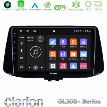 Clarion GL300 Series 4Core Android11 2+32GB Hyundai i30 Navigation Multimedia Tablet 9" Με Carplay &amp; Android Auto