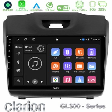 Clarion GL300 Series 4Core Android11 2+32GB Isuzu D-MAX 2012-2019 Navigation Multimedia Tablet 9" Με Carplay &amp; Android Auto