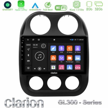 Clarion GL300 Series 4Core Android11 2+32GB Jeep Compass 2012-2016 Navigation Multimedia Tablet 10" Με Carplay &amp; Android Auto
