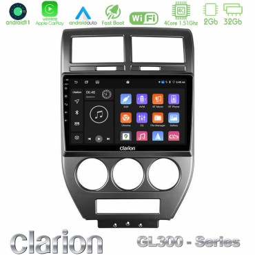 Clarion GL300 Series 4Core Android11 2+32GB Jeep Compass/Patriot 2007-2008 Navigation Multimedia Tablet 10" Με Carplay &amp; Android Auto