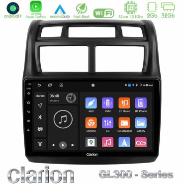 Clarion GL300 Series 4Core Android11 2+32GB Kia Sportage 2008-2011 Navigation Multimedia Tablet 9" Με Carplay &amp; Android Auto