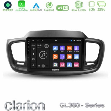Clarion GL300 Series 4Core Android11 2+32GB Kia Sorento 2018-2021 Navigation Multimedia Tablet 9" Με Carplay &amp; Android Auto