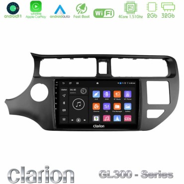 Clarion GL300 Series 4Core Android11 2+32GB Kia Rio 2011-2015 Navigation Multimedia Tablet 9" Με Carplay &amp; Android Auto