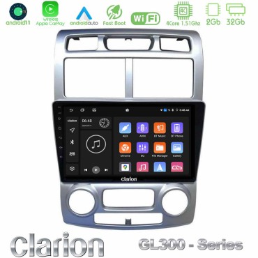 Clarion GL300 Series 4Core Android11 2+32GB Kia Sportage 2005-2008 Navigation Multimedia Tablet 9" Με Carplay &amp; Android Auto