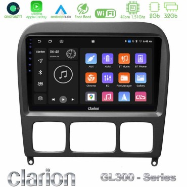 Clarion GL300 Series 4Core Android11 2+32GB Mercedes S Class 1999-2004 (W220) Navigation Multimedia Tablet 9" Με Carplay &amp; Android Auto