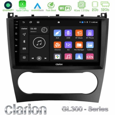 Clarion GL300 Series 4Core Android11 2+32GB Mercedes W203 Facelift Navigation Multimedia Tablet 9" Με Carplay &amp; Android Auto