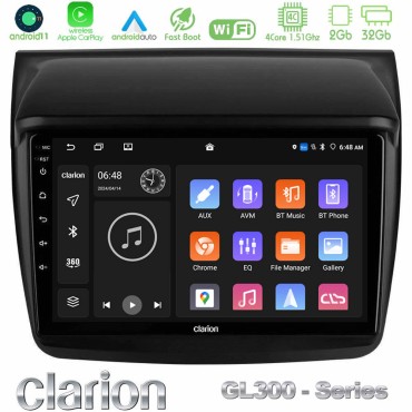 Clarion GL300 Series 4Core Android11 2+32GB Mitsubishi L200 Navigation Multimedia Tablet 9" Με Carplay &amp; Android Auto