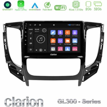 Clarion GL300 Series 4Core Android11 2+32GB Mitsubishi L200 2016-&gt; &amp; Fiat Fullback (Auto A/C) Navigation Multimedia Tablet 9" Με Carplay &amp; Android Auto