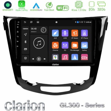Clarion GL300 Series 4Core Android11 2+32GB Nissan Qashqai J11 (AUTO A/C) Navigation Multimedia Tablet 10" Με Carplay &amp; Android Auto