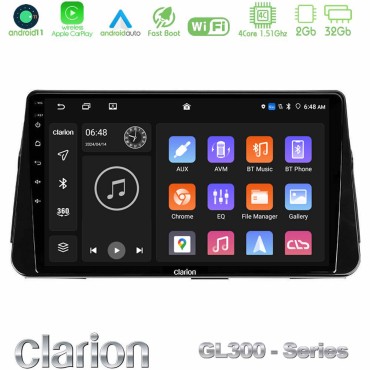 Clarion GL300 Series 4Core Android11 2+32GB Nissan Micra K14 Navigation Multimedia Tablet 9" Με Carplay &amp; Android Auto