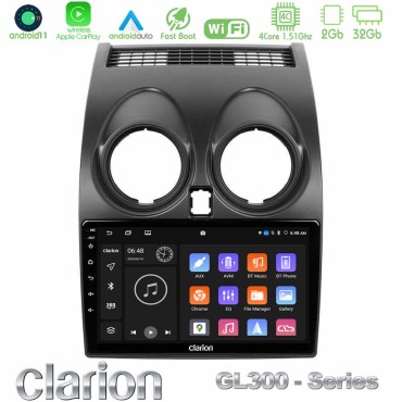 Clarion GL300 Series 4Core Android11 2+32GB Nissan Qashqai J10 Navigation Multimedia Tablet 9" Με Carplay &amp; Android Auto