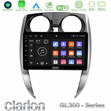 Clarion GL300 Series 4Core Android11 2+32GB Nissan Note 2013-2018 Navigation Multimedia Tablet 10" Με Carplay &amp; Android Auto