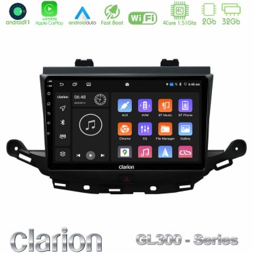 Clarion GL300 Series 4Core Android11 2+32GB Opel Astra K 2015-2019 Navigation Multimedia Tablet 9" Με Carplay &amp; Android Auto