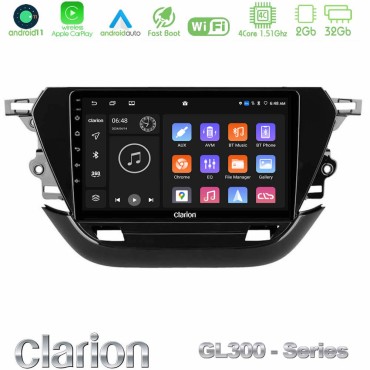Clarion GL300 Series 4Core Android11 2+32GB Opel Corsa F 2019-2023 Navigation Multimedia Tablet 9" Με Carplay &amp; Android Auto