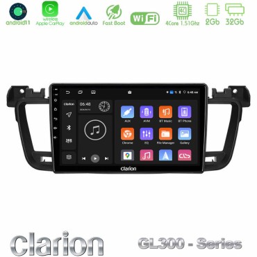 Clarion GL300 Series 4Core Android11 2+32GB Peugeot 508 2010-2018 Navigation Multimedia Tablet 9" Με Carplay &amp; Android Auto