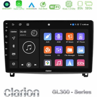 Clarion GL300 Series 4Core Android11 2+32GB Peugeot 407 Navigation Multimedia Tablet 9" Με Carplay &amp; Android Auto