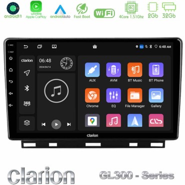 Clarion GL300 Series 4Core Android11 2+32GB Renault Clio 5 2020-2024 Navigation Multimedia Tablet 9" Με Carplay &amp; Android Auto