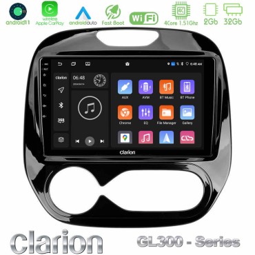 Clarion GL300 Series 4Core Android11 2+32GB Renault Captur 2013-2019 (Auto AC) Navigation Multimedia Tablet 9" Με Carplay &amp; Android Auto