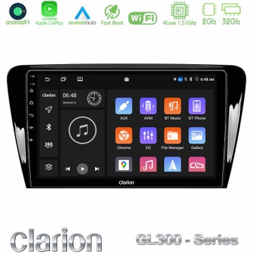 Clarion GL300 Series 4Core Android11 2+32GB Skoda Octavia 7 Navigation Multimedia Tablet 10" Με Carplay &amp; Android Auto