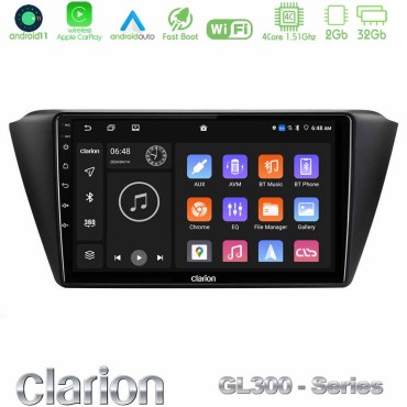 Clarion GL300 Series 4Core Android11 2+32GB Skoda Fabia 2015-2021 Navigation Multimedia Tablet 9" Με Carplay &amp; Android Auto