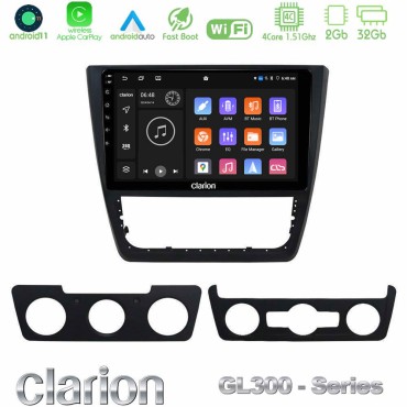 Clarion GL300 Series 4Core Android11 2+32GB Skoda Yeti 2009-&gt; Navigation Multimedia Tablet 10" Με Carplay &amp; Android Auto