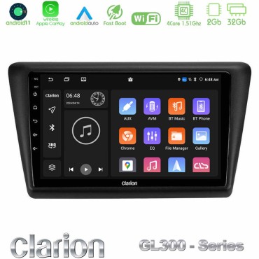 Clarion GL300 Series 4Core Android11 2+32GB Skoda Rapid 2013-2017 Navigation Multimedia Tablet 9" Με Carplay &amp; Android Auto