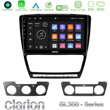 Clarion GL300 Series 4Core Android11 2+32GB Skoda Octavia 5 Navigation Multimedia Tablet 10" Με Carplay &amp; Android Auto
