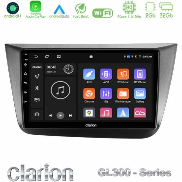 Clarion GL300 Series 4Core Android11 2+32GB Seat Altea 2004-2015 Navigation Multimedia Tablet 9" Με Carplay &amp; Android Auto