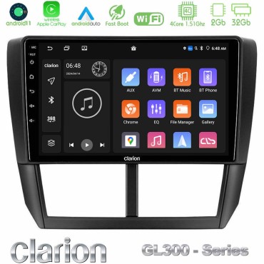 Clarion GL300 Series 4Core Android11 2+32GB Subaru Forester Navigation Multimedia Tablet 9" Με Carplay &amp; Android Auto