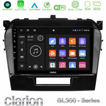 Clarion GL300 Series 4Core Android11 2+32GB Suzuki Vitara 2015-2021 Navigation Multimedia Tablet 9" Με Carplay &amp; Android Auto
